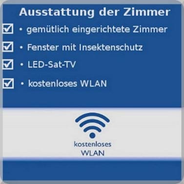 Zimmerausstattung der Pension Deparade Altenburg als Übersicht